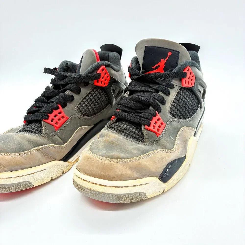 Nike Air Jordan 4 Retro Infrared Men's Size 9.5 Grey Black Red DH6927-061 USED